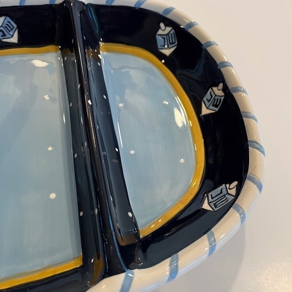 Dreidel Designs on 3-part Divided Ceramic Dish - Picture 4 of 7